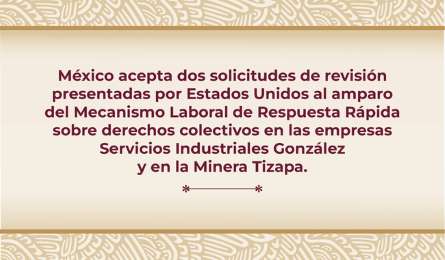 Aceptan solicitudes de revisin presentadas por EUA al amparo del MLRR sobre derechos colectivos